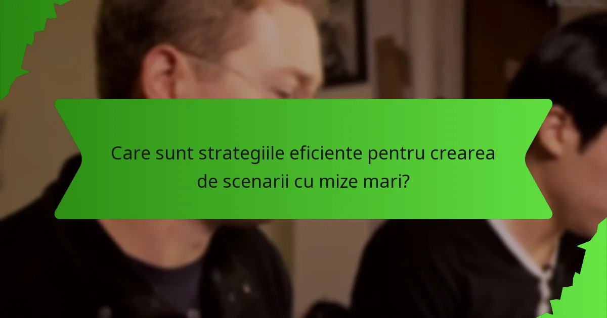 Care sunt strategiile eficiente pentru crearea de scenarii cu mize mari?