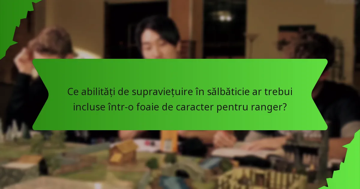 Ce abilități de supraviețuire în sălbăticie ar trebui incluse într-o foaie de caracter pentru ranger?