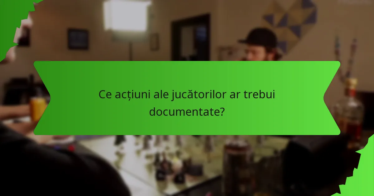 Ce acțiuni ale jucătorilor ar trebui documentate?