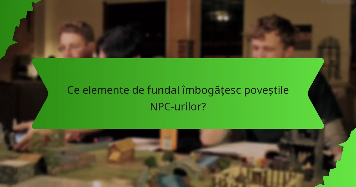 Ce elemente de fundal îmbogățesc poveștile NPC-urilor?