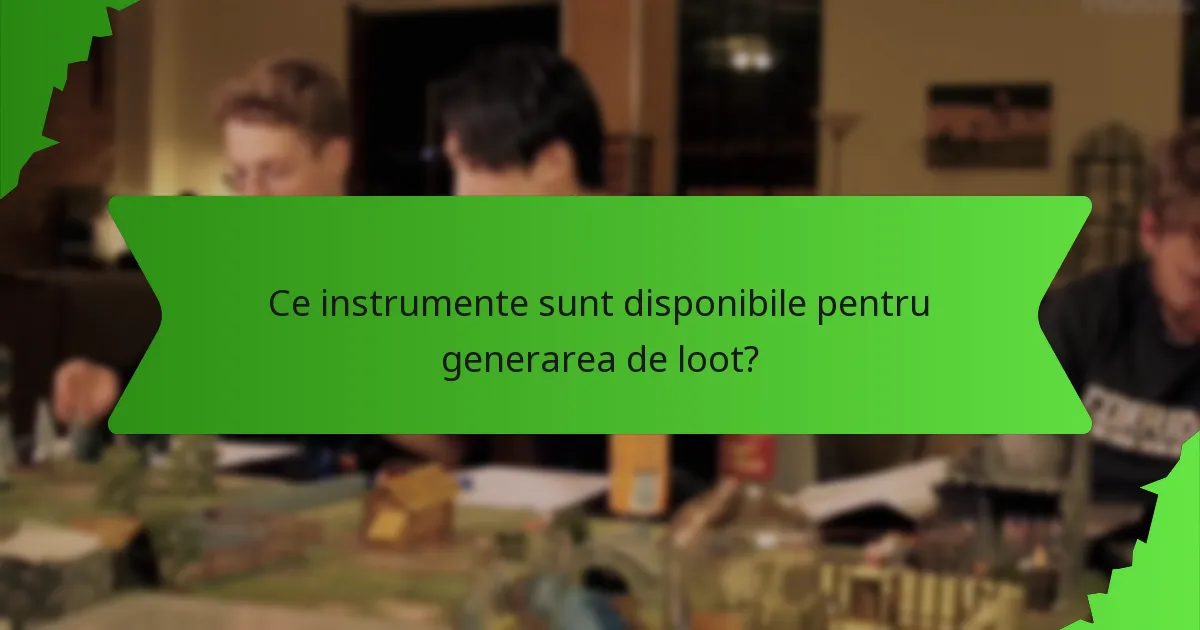 Ce instrumente sunt disponibile pentru generarea de loot?