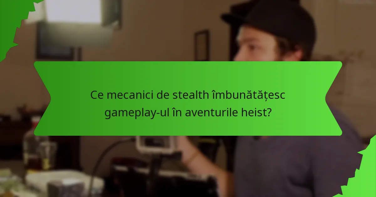 Ce mecanici de stealth îmbunătățesc gameplay-ul în aventurile heist?