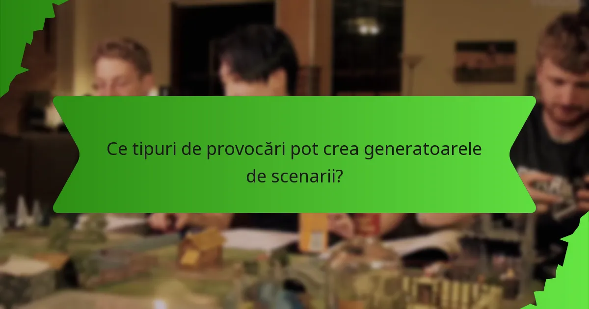 Ce tipuri de provocări pot crea generatoarele de scenarii?
