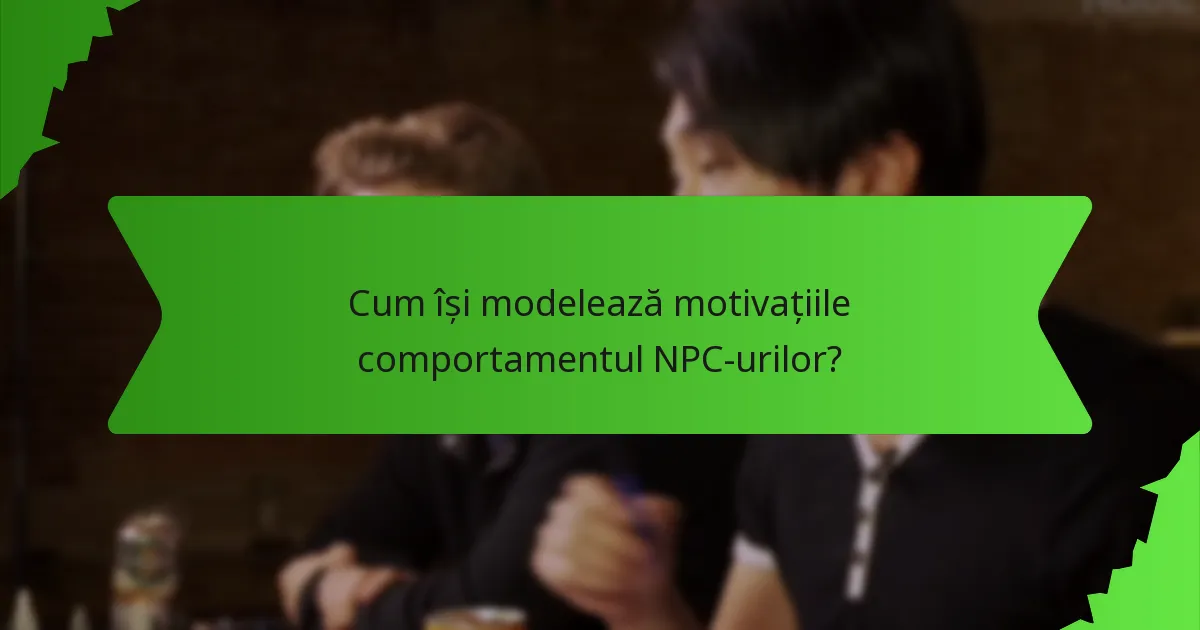 Cum își modelează motivațiile comportamentul NPC-urilor?