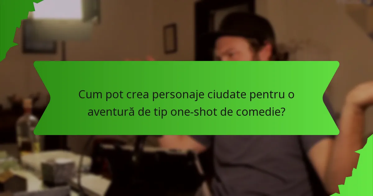 Cum pot crea personaje ciudate pentru o aventură de tip one-shot de comedie?