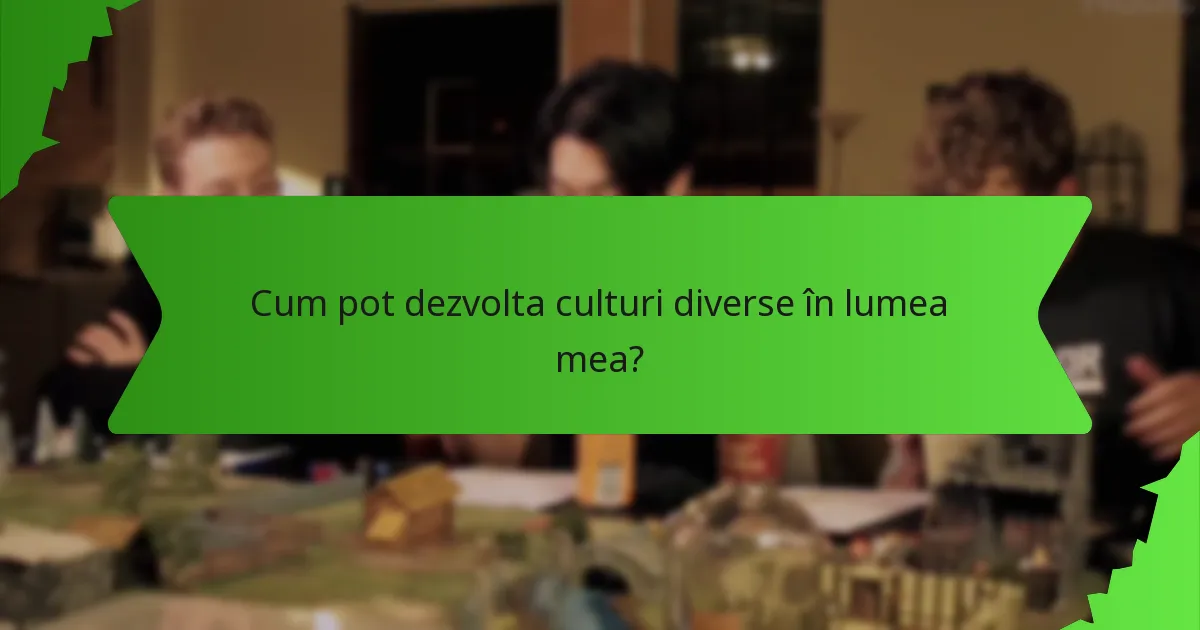 Cum pot dezvolta culturi diverse în lumea mea?