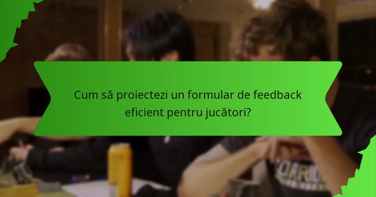 Cum să proiectezi un formular de feedback eficient pentru jucători?