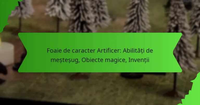 Foaie de caracter Artificer: Abilități de meșteșug, Obiecte magice, Invenții